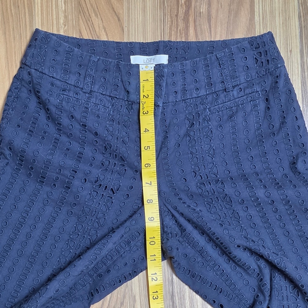LOFT Julie The Riviera Pants Women's Size 0 Blue Cotton Eyelet Cropped - Picture 7 of 7